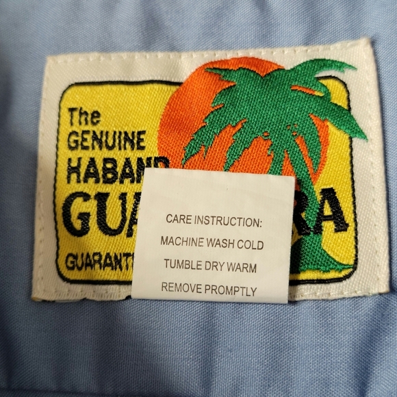 Haband Guayabera Shirt Men Size 3XL Blue Front Zip Short Sleeve 4 Front Pockets - Picture 7 of 11
